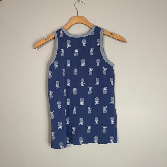 Tommy Bahama Blue White Tank Top Sleeveless Shirt Pineapples Kids Size 7/8 - Picture 2 of 6